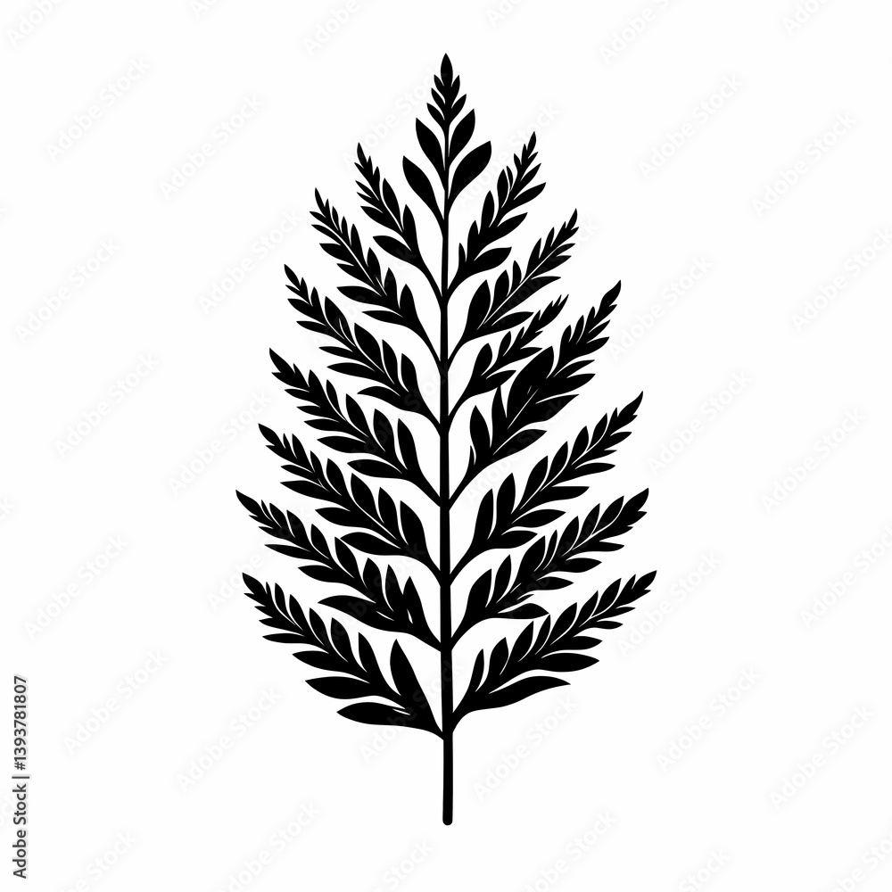 Fototapeta premium Nature-Inspired Monochrome Botanical Illustration in Silhouette Art for Minimalistic Home Decor