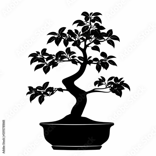Bonsai Tree Vector Illustration: Decorative Japanese Plant for Indoor and Outdoor Serenity