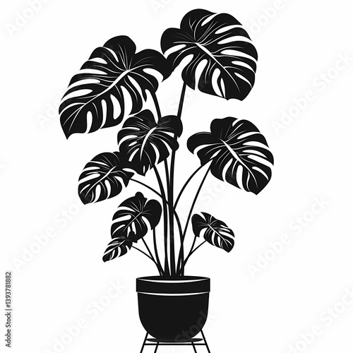 Elegant Monstera Vector Illustration: Decorative Houseplant for Modern Home and Office Decor