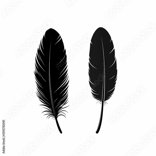 Elegant Black Feather Illustration: Minimalist Vector Art with Unique Texture for Crafting and Decorative Design