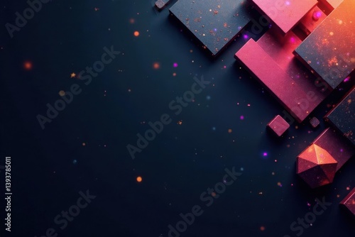 Metallic geometric shapes on a dark background, industrial equipment, technical objects