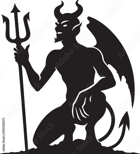 black vector silhouette of devil