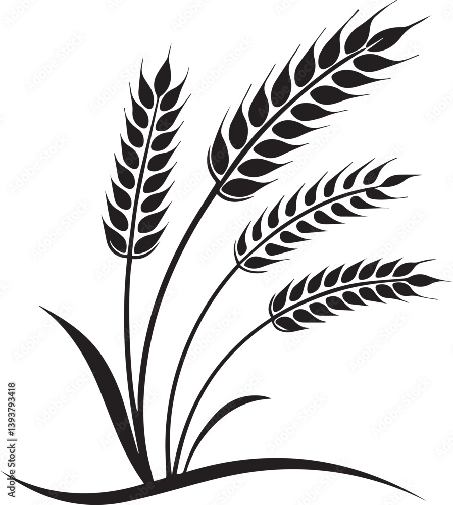 Obraz premium Wheat barley rice icon hand drawn vector design logotype illustrator 