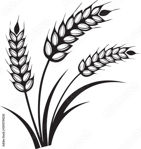 Wheat barley rice icon hand drawn vector design logotype illustrator 