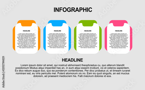 Infographic for business success with four step by step headline boxes.