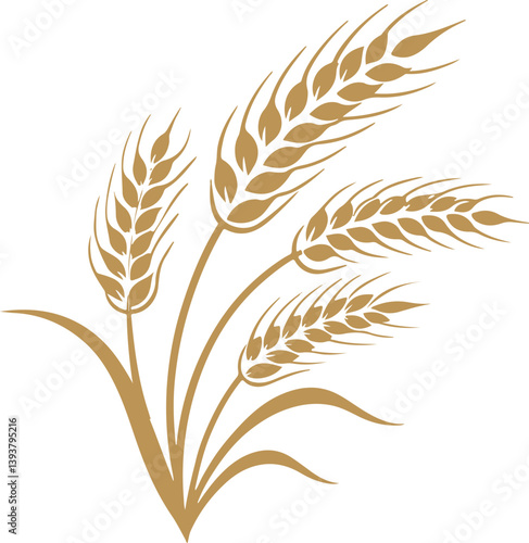 Golden Wheat Ears Harvest Decorative Element On A Transparent Base,, wheat vector design art illustrator 