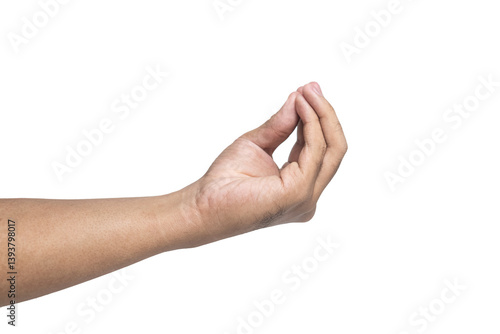 side view of male hand showing italian gesture isolated on white background. transparent png