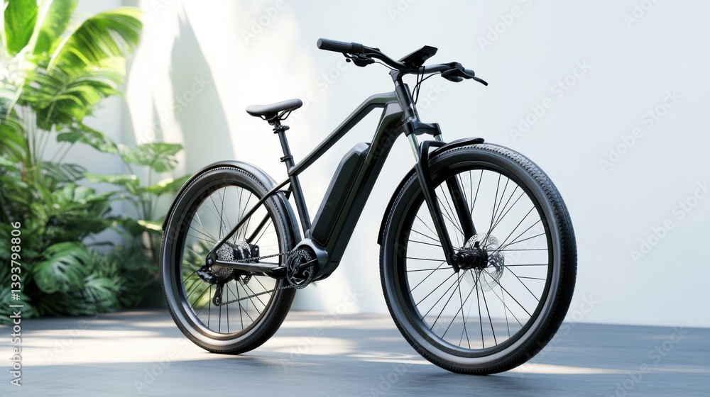 Fototapeta premium Modern Electric Bicycle With Sleek Design and Urban Aesthetic