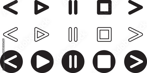 Media player buttons set icon