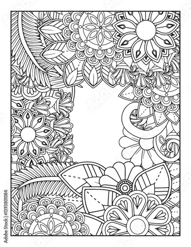 borders adult coloring pages. floral background with place for text