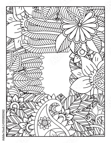 borders adult coloring pages. frame with flowers and birds