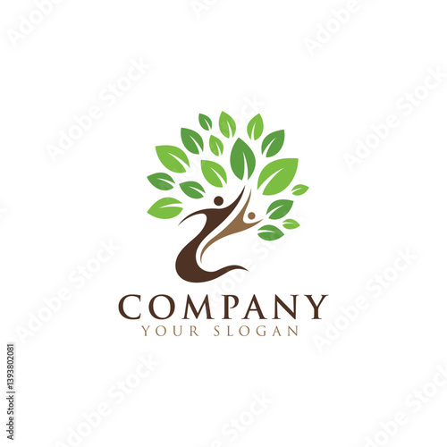Human Tree Logo Templates and Vector, Abstract eco human tree logo design vector template, Family tree concept icon logo