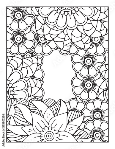 borders adult coloring pages. frame with flowers and leaves