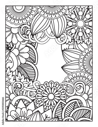 borders adult coloring pages. frame with flowers and leaves