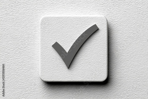 A minimalist layout of a single checked checkbox in the center of a clean white canvas