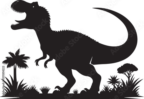 black dinosaur silhouette