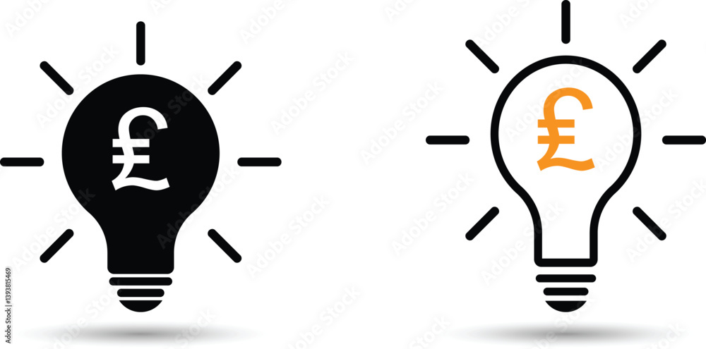 Financial Idea Light Bulb with British Pound Symbol. Financial Idea Light Bulb with British Pound Symbol.