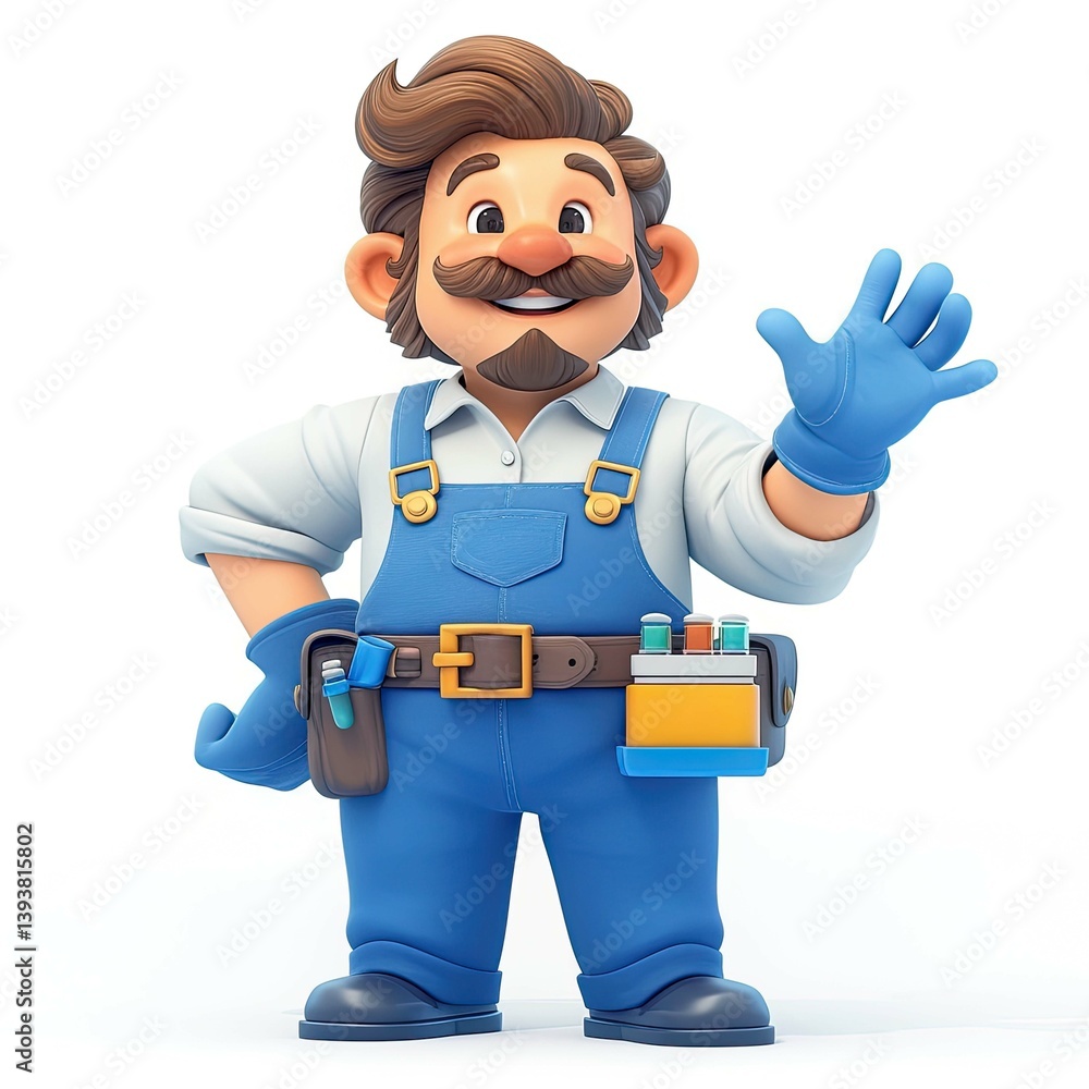 Friendly Handyman Cartoon Character 3D Render Friendly Handyman Cartoon Character 3D Render