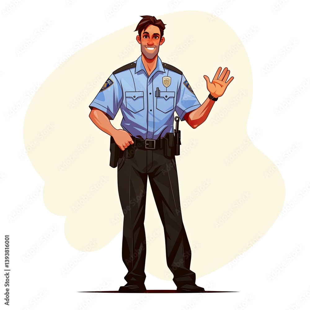 Friendly Police Officer Cartoon Illustration Friendly Police Officer Cartoon Illustration