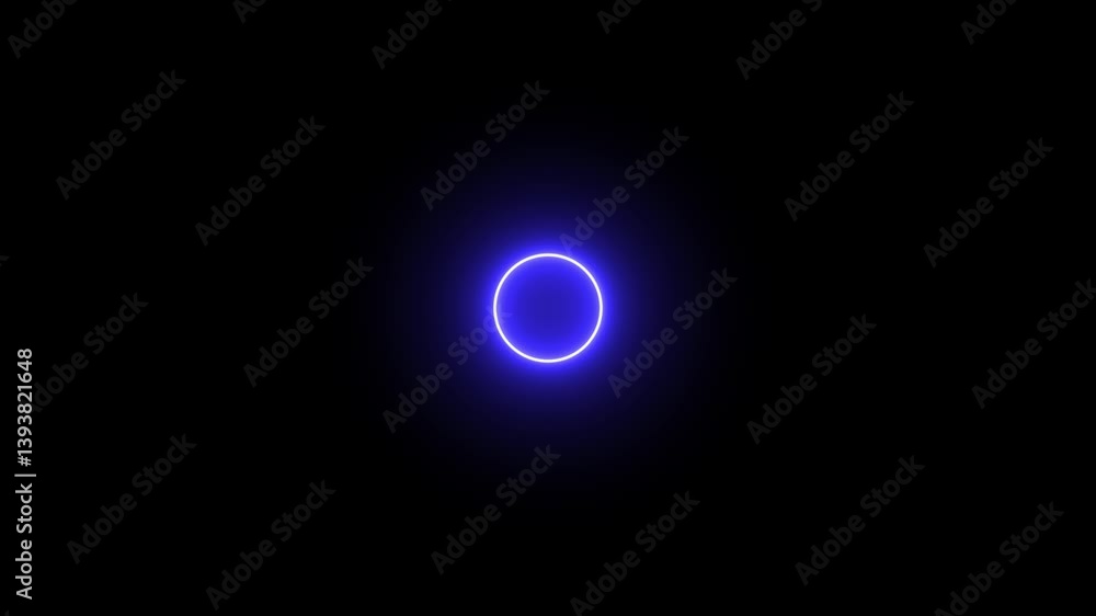 Neon light on a circle that indicates a traffic signal, fire, or danger signal. Neon circular warning sign blinking animation on black background Neon light on a circle that indicates a traffic signal, fire, or danger signal. Neon circular warning sign blinking animation on black background