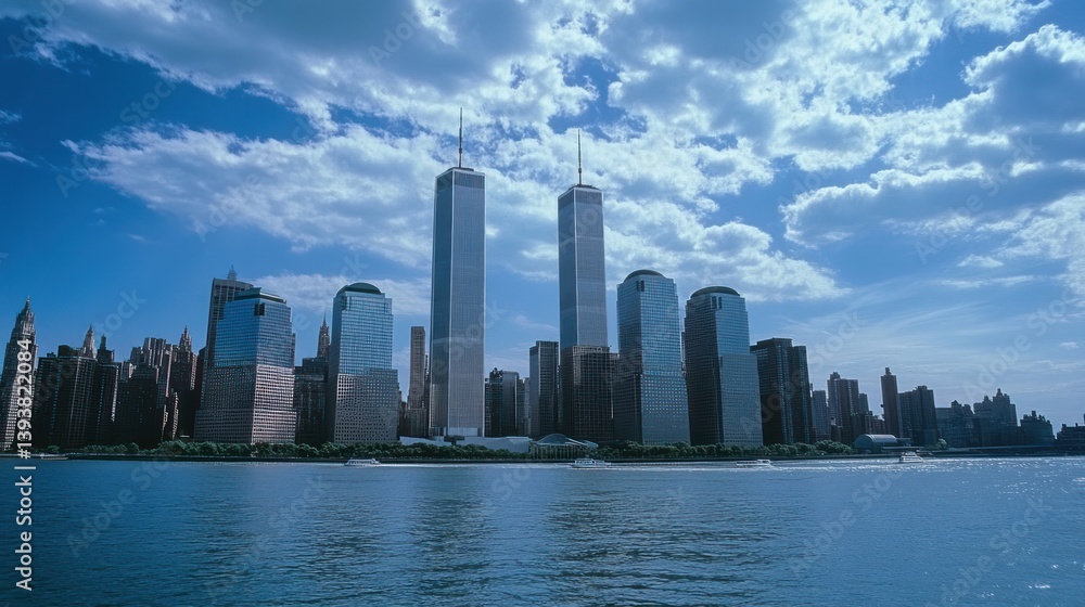 Fototapeta premium New York City skyline with iconic twin towers