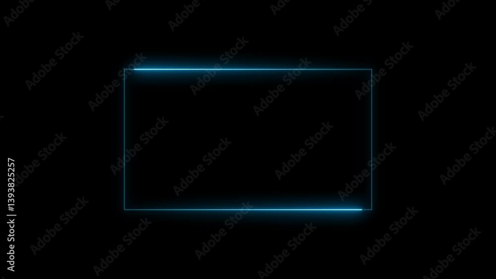 Animated neon line rectangle frame on black background Animated neon line rectangle frame on black background