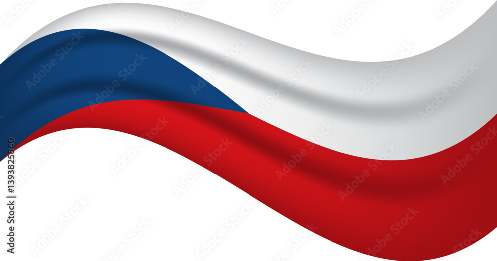 Naklejka premium Czech Republic wavy flag, waving flag vector illustration