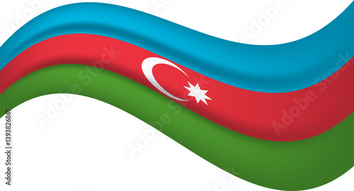 Azerbaijan wavy flag, waving flag vector illustration