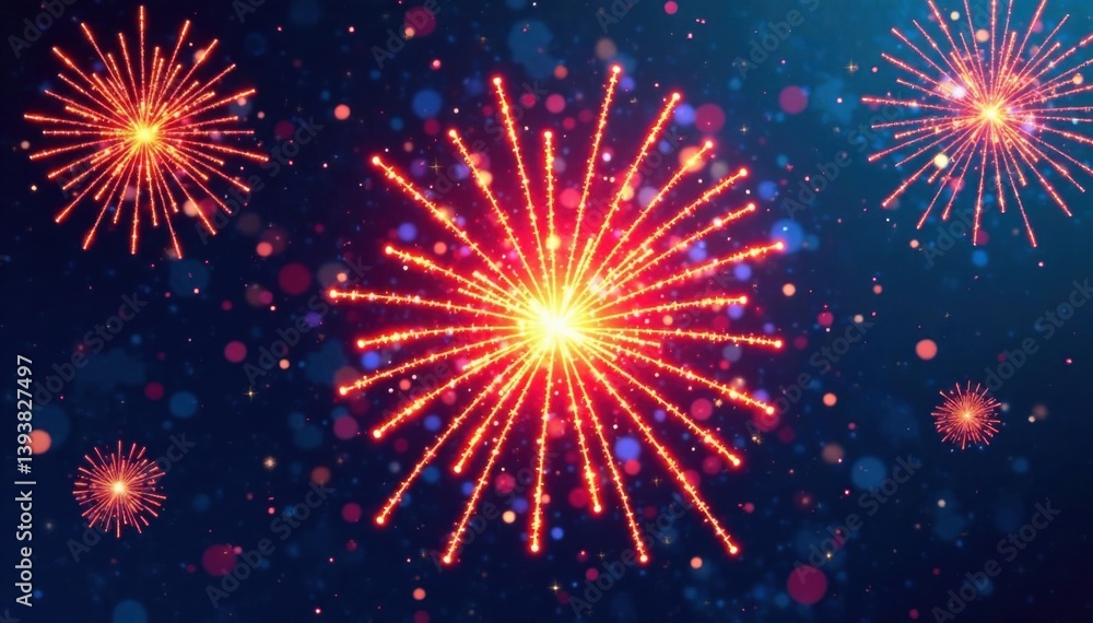 Fototapeta premium Firework burst pattern with bold shapes and vibrant colors, bold, dynamic