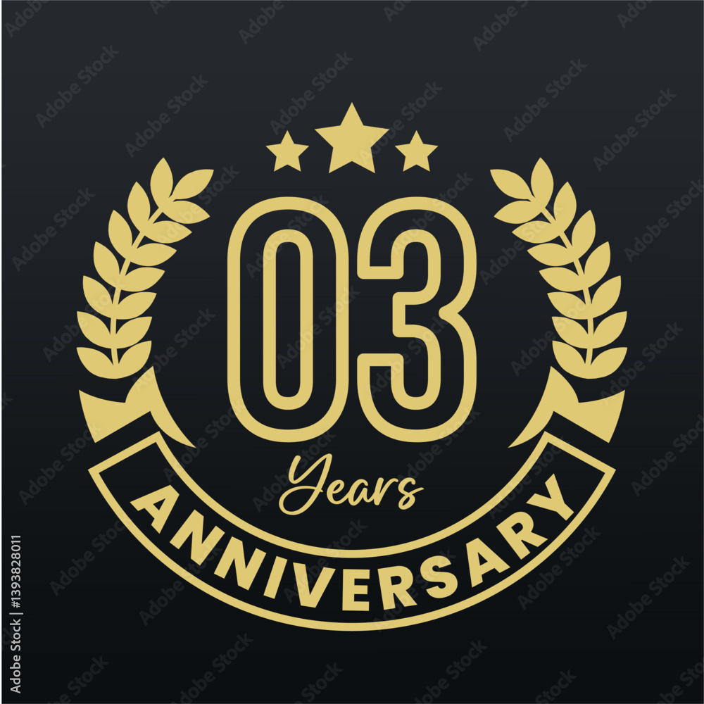 Fototapeta premium 03 Anniversary Golden Badge