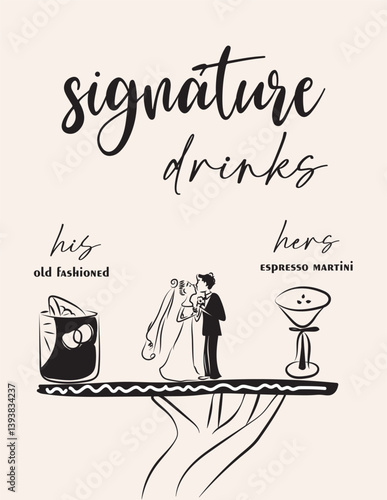 Wedding Simple signature drinks menu 