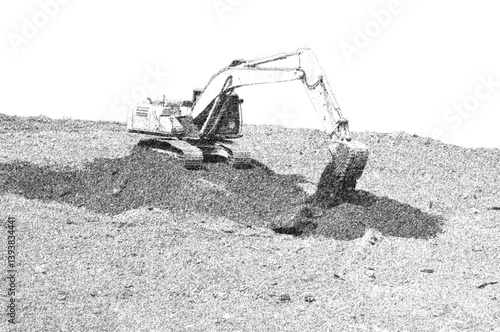 an excavator is digging the ground