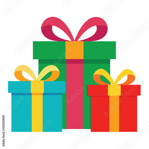 Colorful gift box vector illustration set for holiday celebration with ribbon and bow