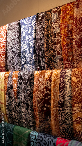 colorful fabric in a market balinese
