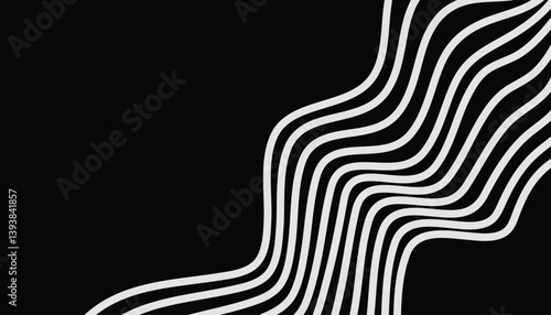 Minimalist wave design with thick gray strokes on black base