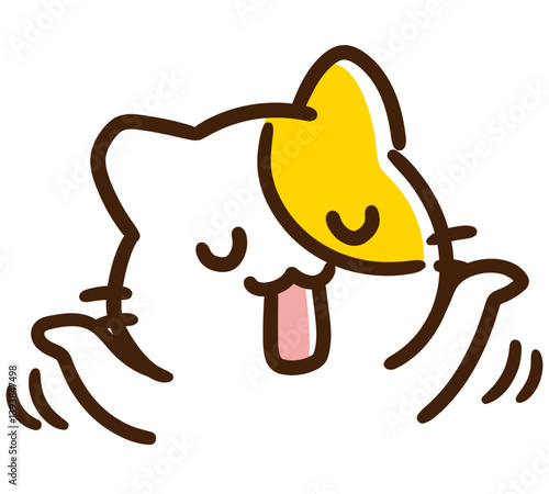 やれやれといった表情のねこのキャラクターの上半身デフォルメイラスト