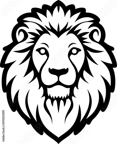 vector outline of a lions head. Suitable for logos, tshirt designs, tattoos, and animalthemed illustrations. Bold and striking design element.
