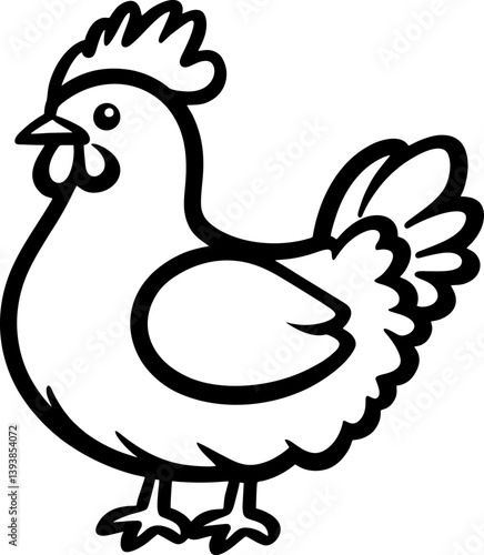 vector chiken outline suitable for farm logos, packaging designs, and educational materials for kids about poultry farming.