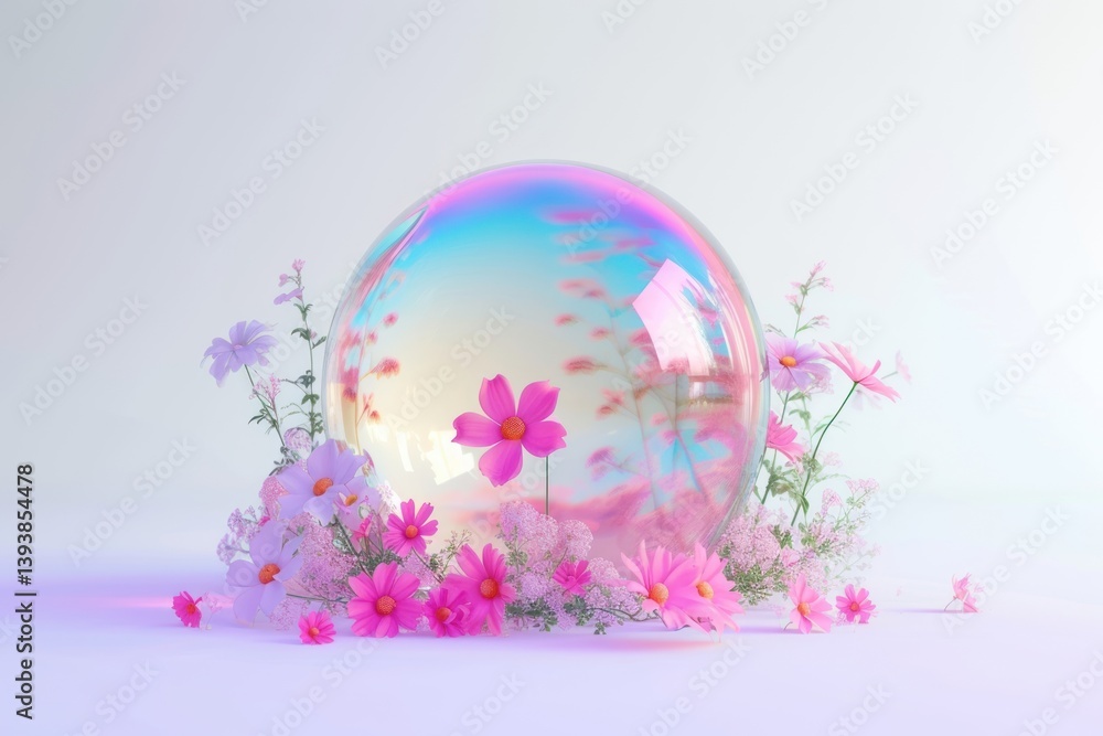 Spring filed sphere bubble purple.
