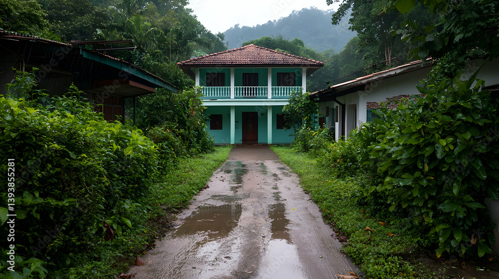 Overgrown Tropical House on a Rainy Day Overgrown Tropical House on a Rainy Day