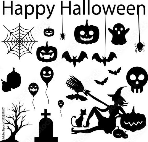 halloween icons set photo