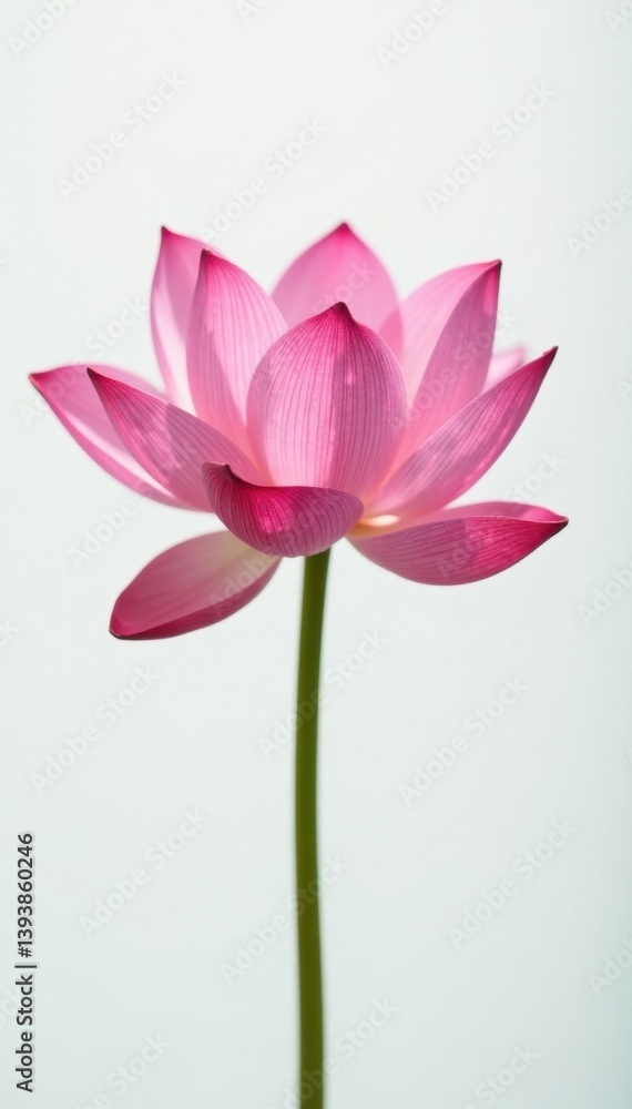 Open pink lotus flower, stark white background, macro, soft Open pink lotus flower, stark white background, macro, soft