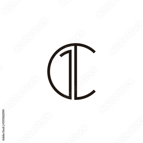Letter C number 1 circle, geometric symbol simple logo vector