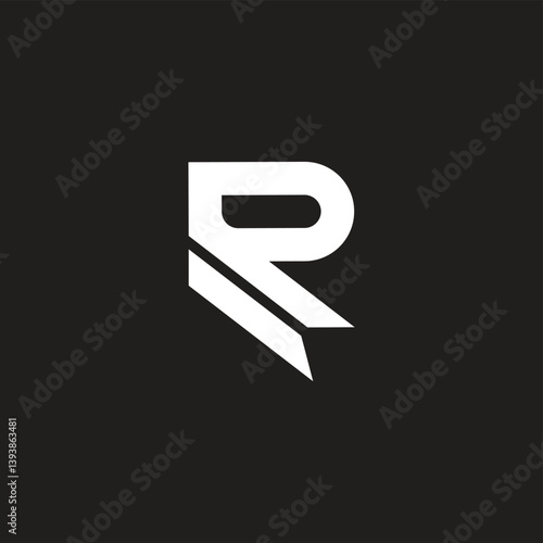 Letter R fold geometric symbol simple logo vector