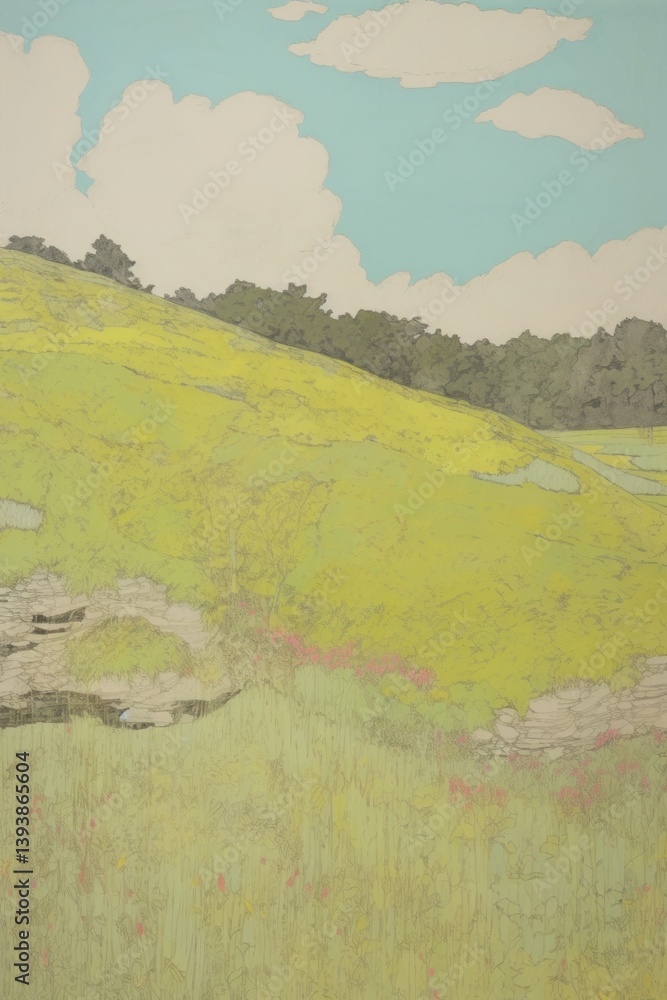 Fototapeta premium Green feild outdoors painting nature.