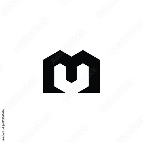 Letter mU epic geometric symbol simple logo vector
