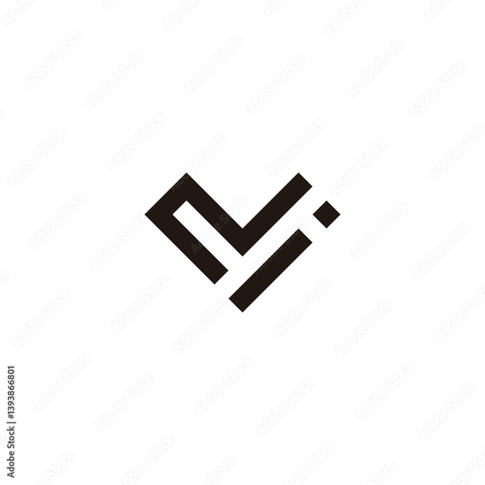 Letter Ni heart, square geometric symbol simple logo vector Letter Ni heart, square geometric symbol simple logo vector