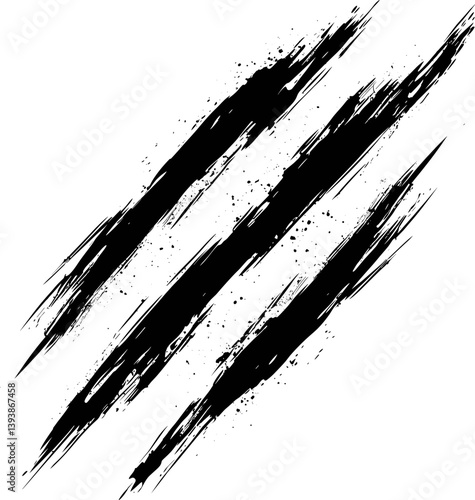 Black claw scratch marks isolated on transparent background. Vector illustration.