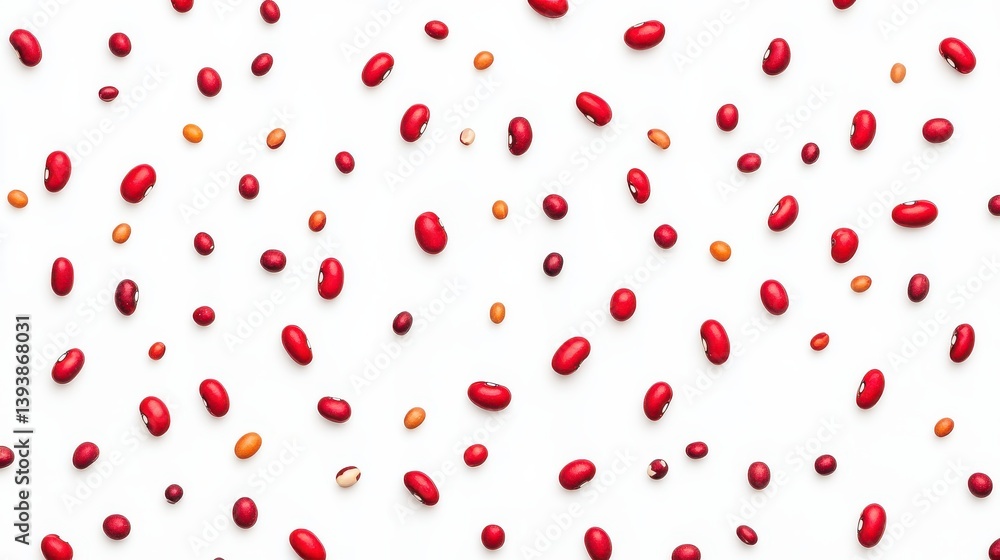 Colorful Variety of Red Beans and Legumes on White Background for Cooking and Health Concepts