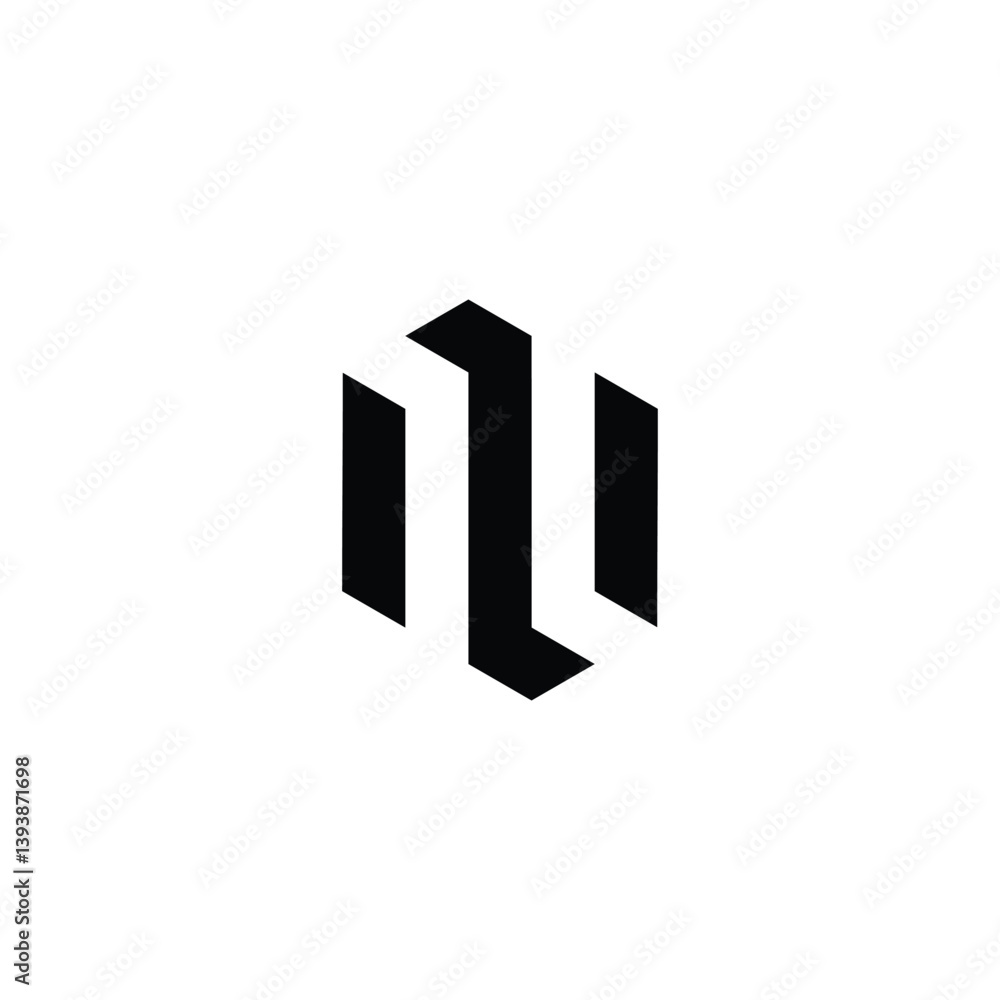 Fototapeta premium Letter N number 2 hexagon geometric symbol simple logo vector
